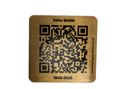 Brushed gold metal pet memorial QR code plaque