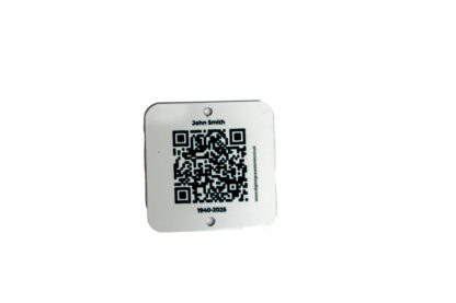 White metal pet memorial QR code plaque with QR code