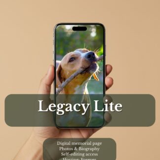 Legacy Premium pet memorial package – horse tribute displayed on phone with included features