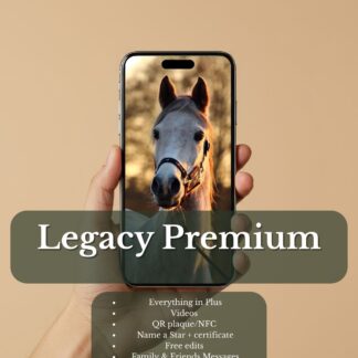 Legacy Lite pet memorial package – dog tribute displayed on phone with included features